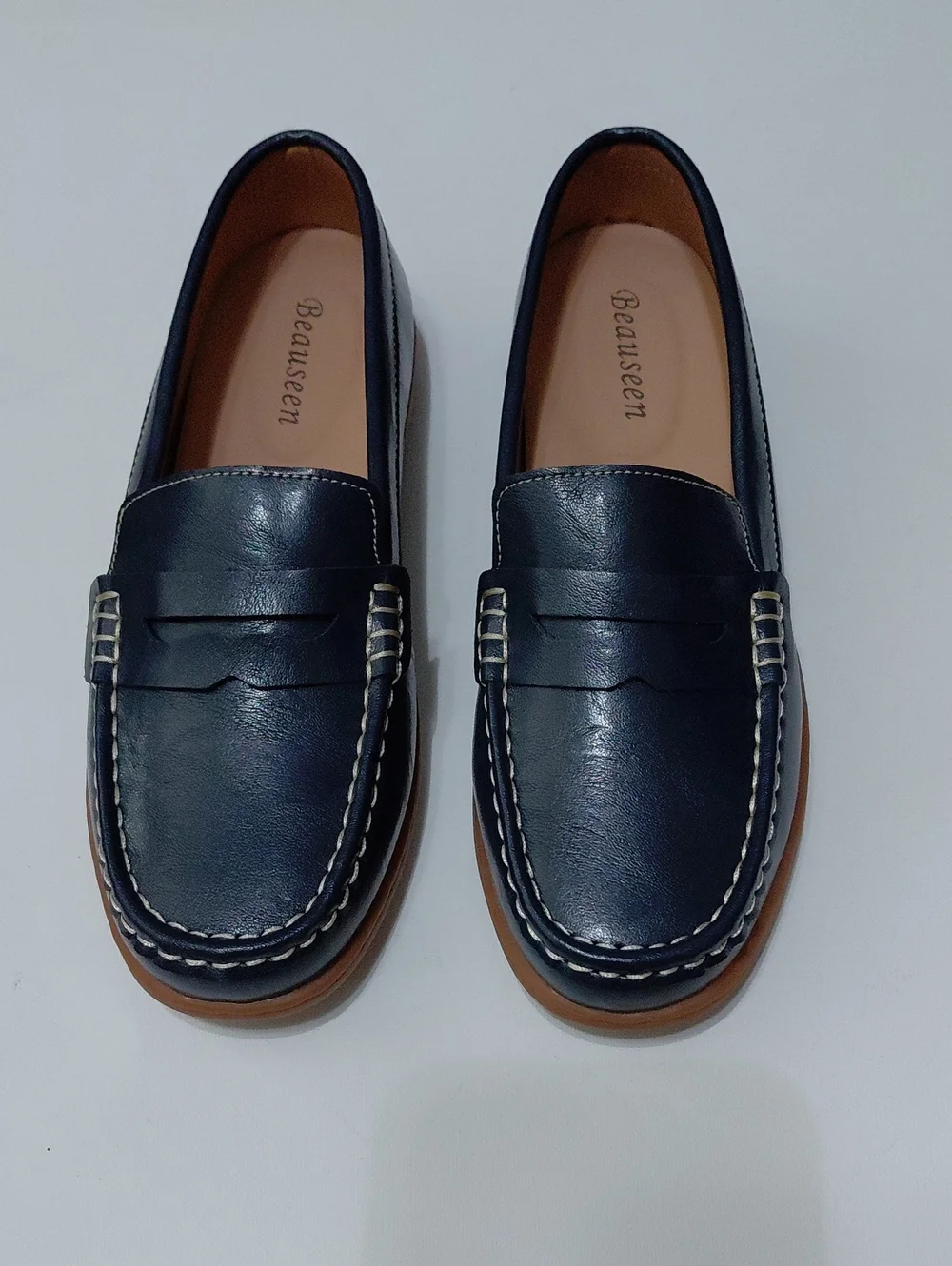 BEAUSEEN Women's Blue Penny Slip On  Loafers Size 9.5